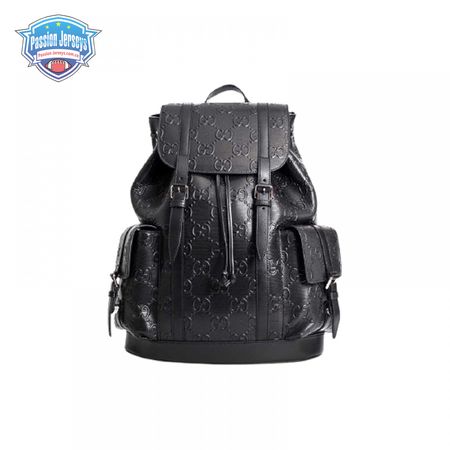 Gg Embossed Backpack In Black Leather GBP014
