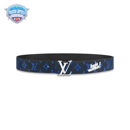 initiales everyday 40mm reversible belt blue monogram black calf leather - b79