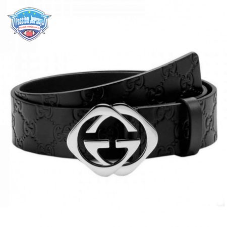 GUCCI BLACK S.SI.MA LEATHER BELT WITH SQUARE G BUCKLE - B4