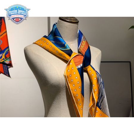 Hermes "Noble Saddle" Blue Silk scarf