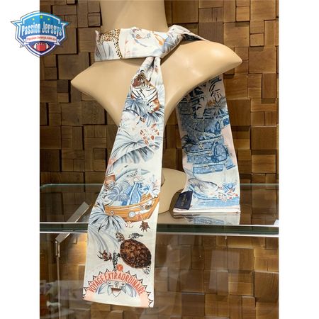 Voyage Extraordinaire silk scarf white