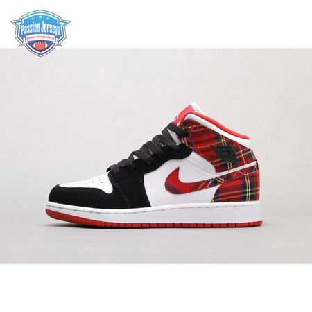 Air Jordan 1 Mid White Plaid Women's