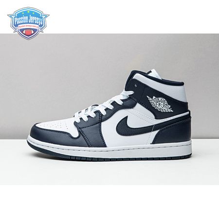 Jordan 1 Mid White Metallic Gold Obsidian 554724-174 Unisex