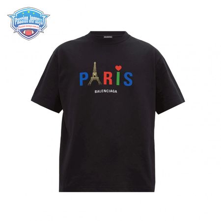 BALENCIAGA MEN'S BLACK MODE LOGO TEE - BB42