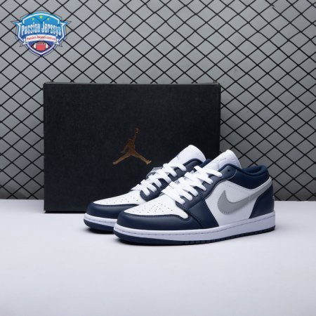 Jordan 1 Low Wolf Grey Midnight Navy 553558-141 Unisex