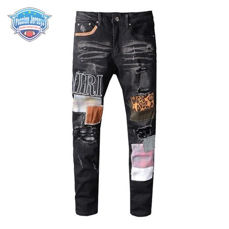 Amiri Logo Patch Jeans Black