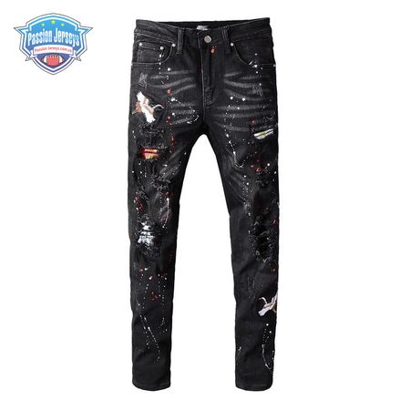 Amiri Pelican Splatter Jeans Black/White