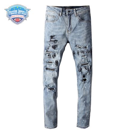 Amiri RhineStone Splatter Jeans Light Blue