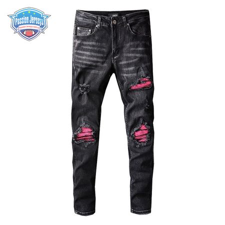 Amiri Rip Jeans Black / Pink