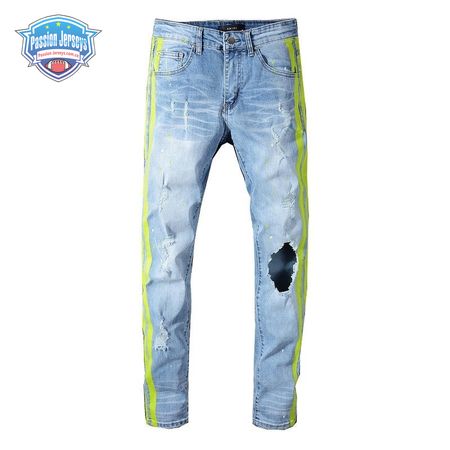 Amiri Stripes Rip Jeans Light Blue/Neon