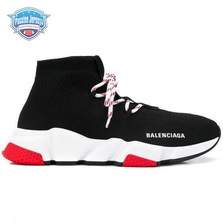 BALENCIAGA SPEED TRAINER LACE UP BLACK RED - BB15