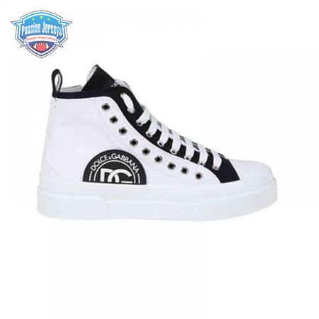 DOLCE AND GABBANA QUILTED TWO-TONE NYLON PORTOFINO LIGHT MID-TOP SNEAKERS IN WHITE - DG107