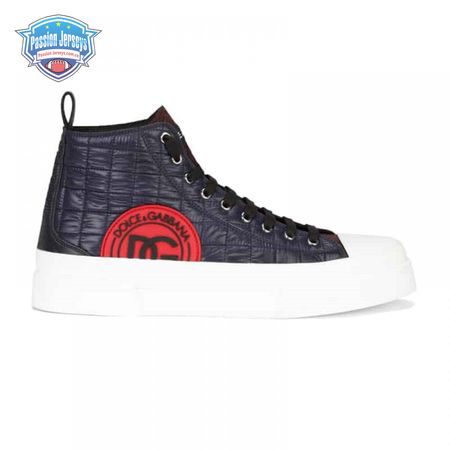 DOLCE AND GABBANA QUILTED TWO-TONE NYLON PORTOFINO LIGHT MID-TOP SNEAKERS - DG105