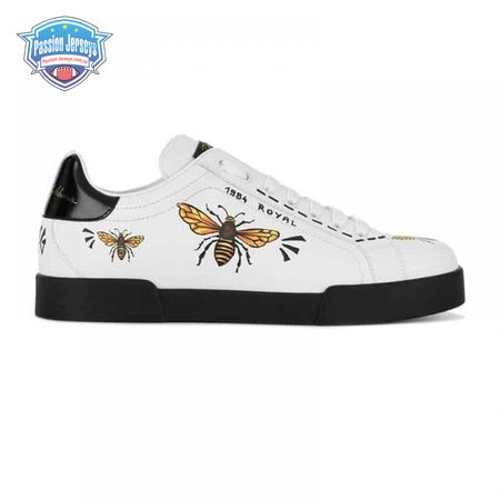 DOLCE AND GABBANA PORTOFINO WASP PRINT SNEAKERS IN WHITE - DG104