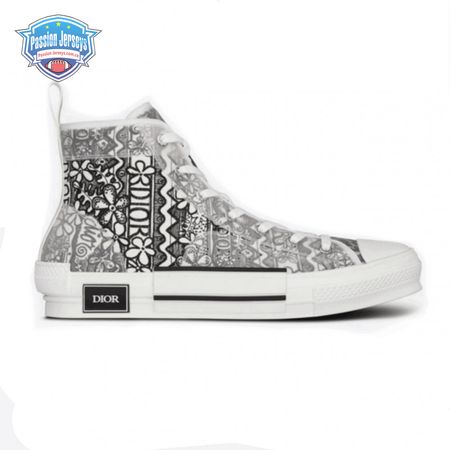DIOR B23 HIGH-TOP SNEAKER WHITE CANVAS WITH DIOR AND SHAWN EMBROIDERY - CD73