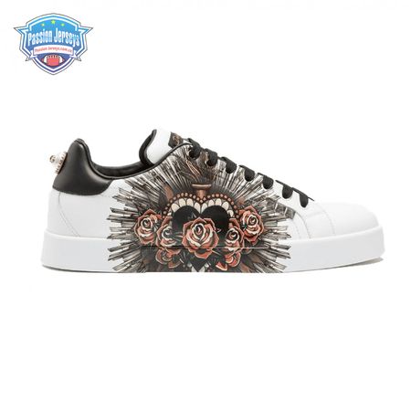 DOLCE & GABBANA PRINTED CALFSKIN PORTOFINO SNEAKERS - DG5
