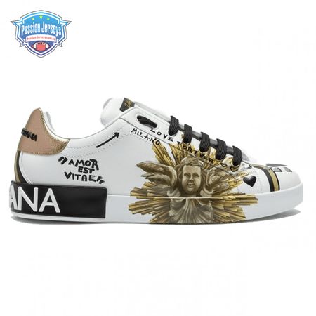 DOLCE & GABBANA PRINTED CALFSKIN PORTOFINO SNEAKERS - DG7