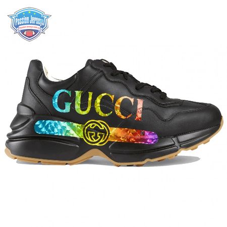 GUCCI RHYTON LEATHER SNEAKER WITH GUCCI LOGO