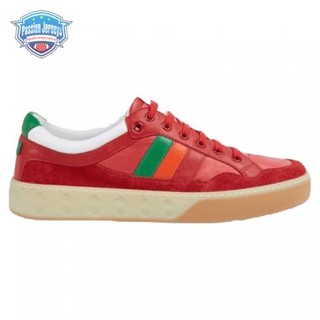 GUCCI MEN'S RED LEATHER AND NYLON SNEAKERS - GC62