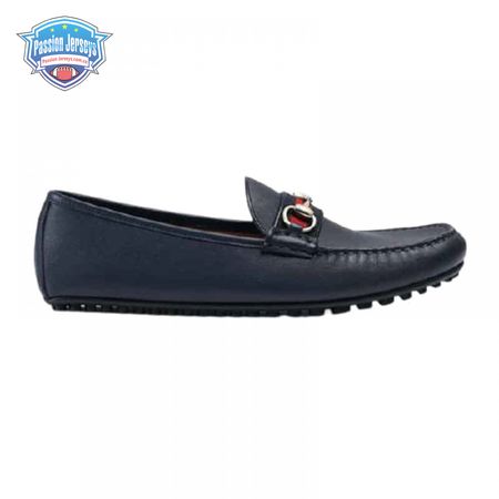 GUCCI LEATHER DRIVER WITH WEB NAVY - LDG006