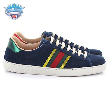 GUCCI ACE SNEAKER VELVET BLUE METALLIC STRIPE - GC40