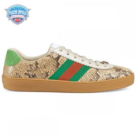 GUCCI MEN'S NATURAL G74 PYTHON TRAINER WITH WEB - GC35